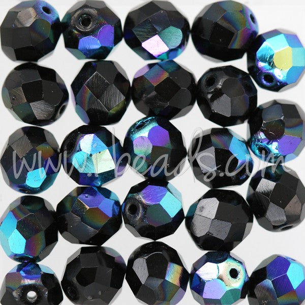 Vente Perles facettes de bohàÂ¨me jet ab 8mm (25)