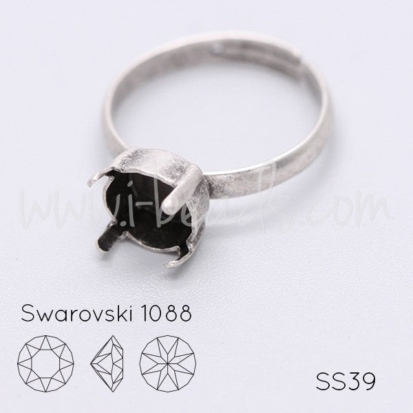 Serti bague ajustable pour Cristal 1088 SS39 argenté vieilli (1) - LaMercerieDesCopines