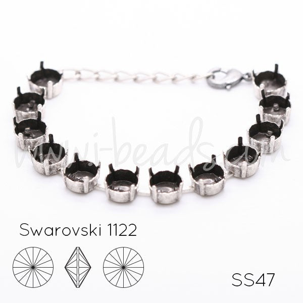 Bracelet sertir pour 12 Cristal 1122 rivoli SS47 argenté vieilli (1) - LaMercerieDesCopines