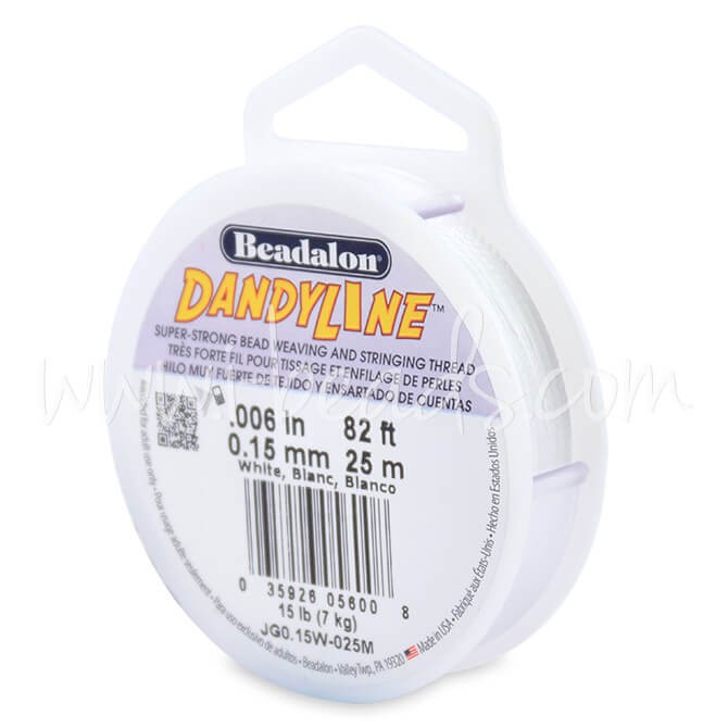 Achat Beadalon fil nylon tressé dandyline blanc 0.15mm. 25m (1)