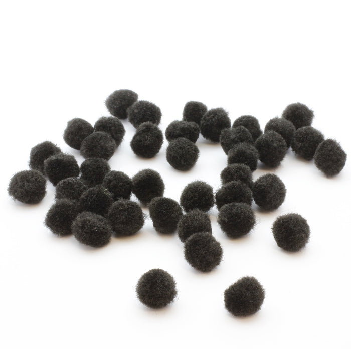 Vente en gros pompons ronds noirs x40 en laine 10mm A coudre comme à coller