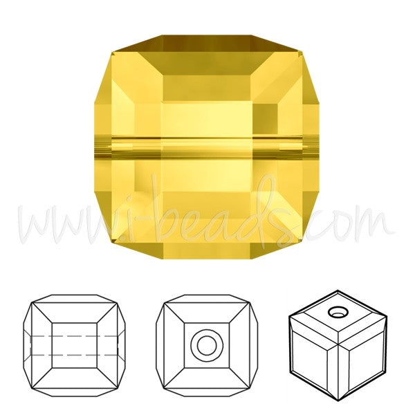 Acheter au détail Perles cube Cristal light topaz 6mm (2)