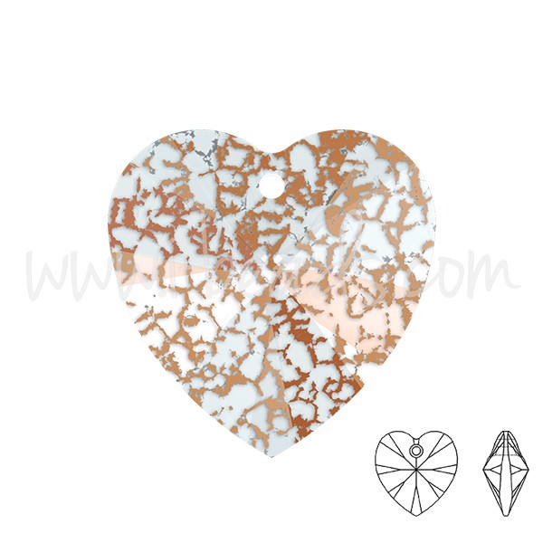 Pendentif coeur Cristal 6228 crystal rose patina effect 10mm (1) - LaMercerieDesCopines