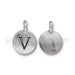 Acheter Pendentif charm lettre V plaqué argent vieilli 11mm (1)