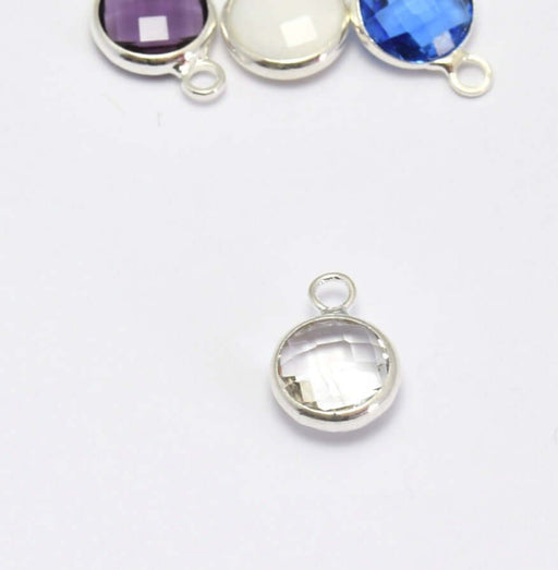 Buy 1 silver pendant 12x9x5 mm, Hole: 2 mm and crystal faceted glass. Charm with silver outlines