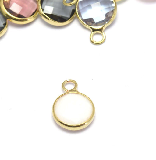 Buy 1 12x9x5 mm gold pendant, hole: 2 mm and white faceted glass with golden contours