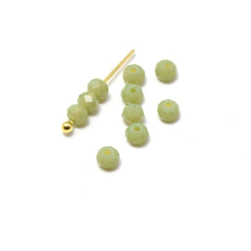 Buy 10 clear Kaki beads No.9 faceted glass imitation jade 3.5-4x2.5-3mm hole: 0.5mm - to thread a beaded nail to a thread