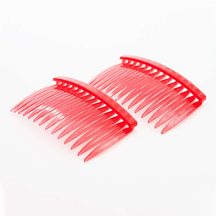 Achat au détail 4 barrettes peignes rouge en plastique à personnaliser 46x70mm