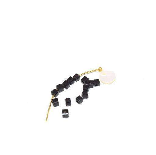 Buy 20 cube beads 2x2x2 mm black faceted glass imitation jade 2x2x2 mm hole: 0.5 mm