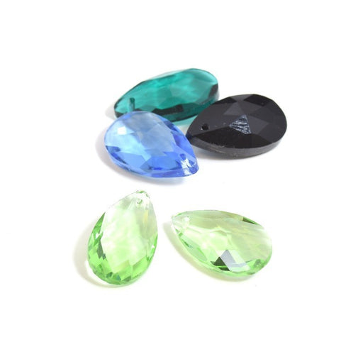 Buy Glass beads drops X2 facets light green glass 22 x 13 mm for BO pendant jewelry accessories