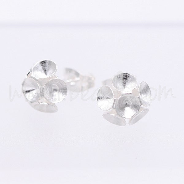 Serti boucle d'oreilles coniques pour 6 Cristal 1088 PP31 argenté (2) - LaMercerieDesCopines