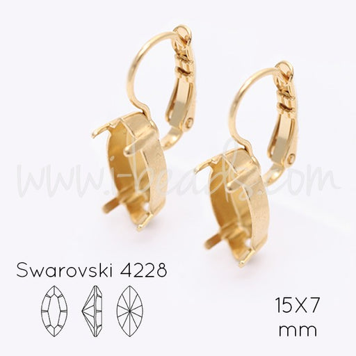 Serti boucle d'oreilles pour Cristal 4228 navette 15x7mm doré (2) - LaMercerieDesCopines