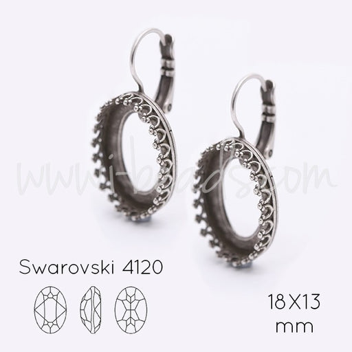 Serti boucle d'oreilles Vintage pour Cristal 4120 18x13mm argenté vieilli (2) - LaMercerieDesCopines