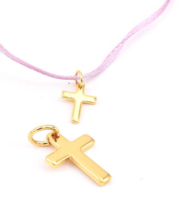 13mm Gold Plated Cross Charm Pendant (1)