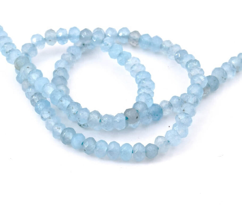 Natural Jade tinted blue sky beads faceted - 4mm (1 rank)